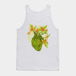 Human anatomical heart with flowers Tank Top